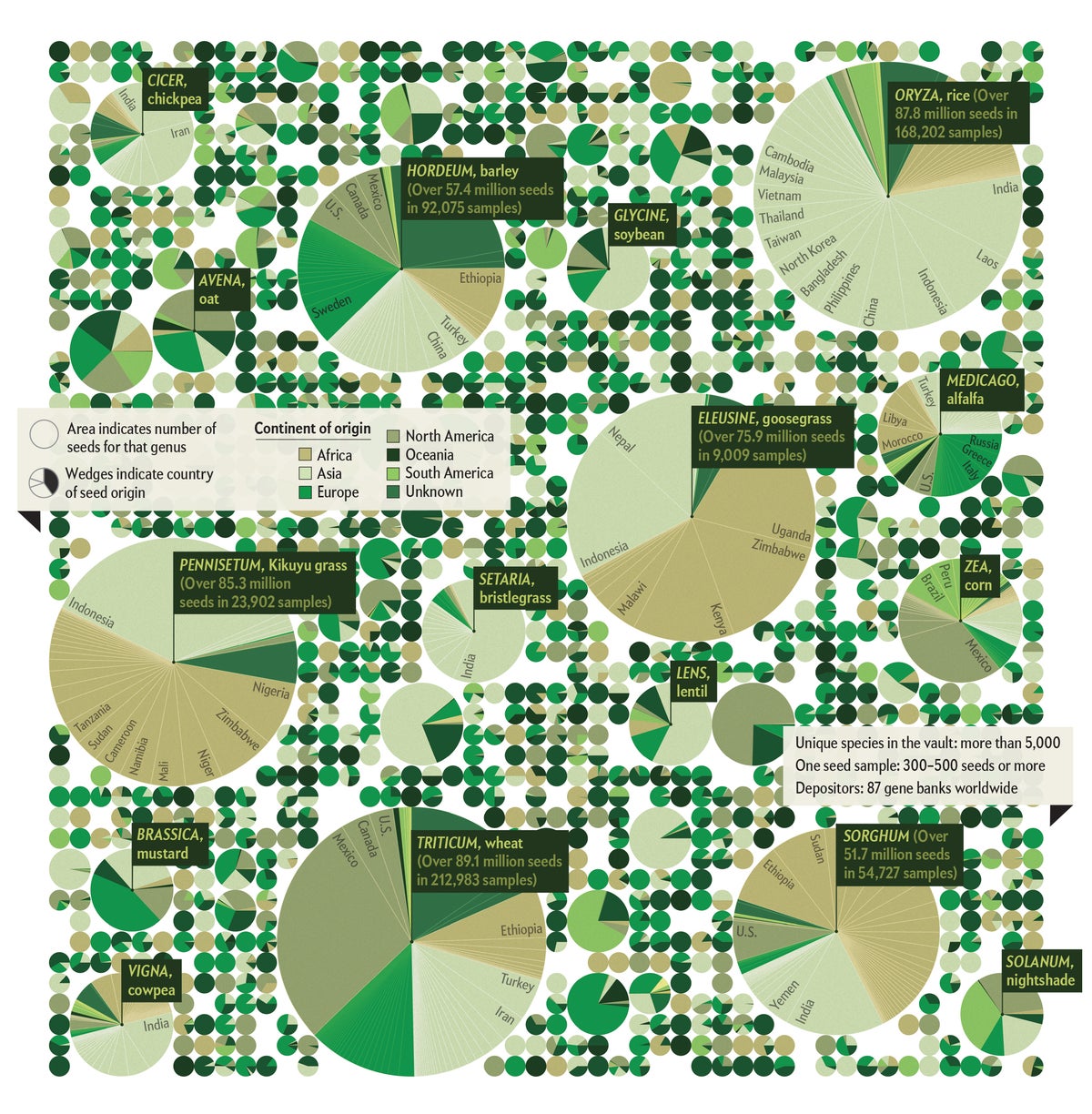 Chart of seeds stored at the Svalbard Global Seed Vault