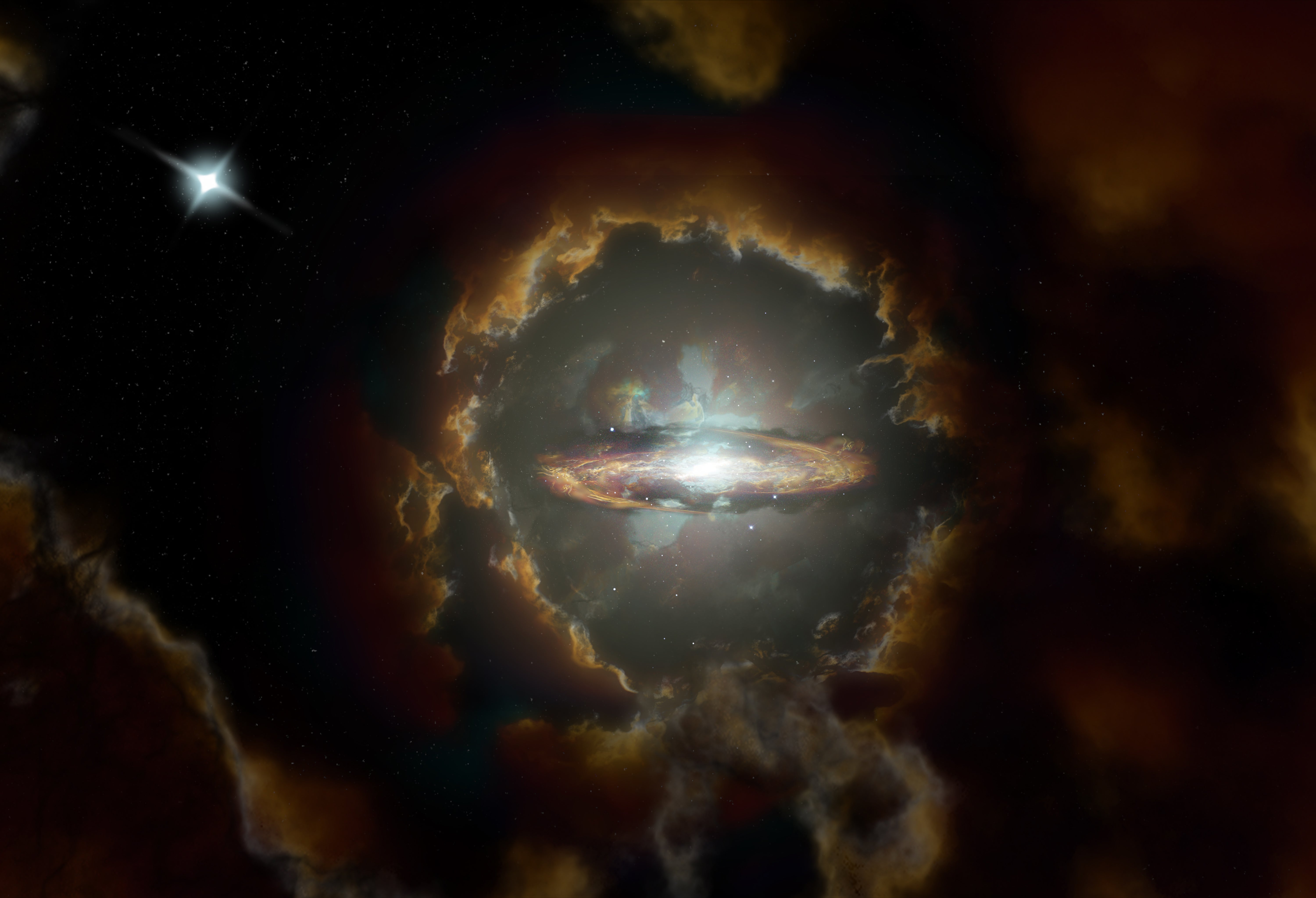 متاخم مستنقع نقع  علماء الفلك يرصدون مجرة عملاقة هي الأقدم إلى الآن في تاريخ الكون - للعِلم