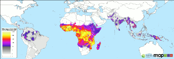 رسم خريطة لأثر الملاريا على الصعيد العالمي