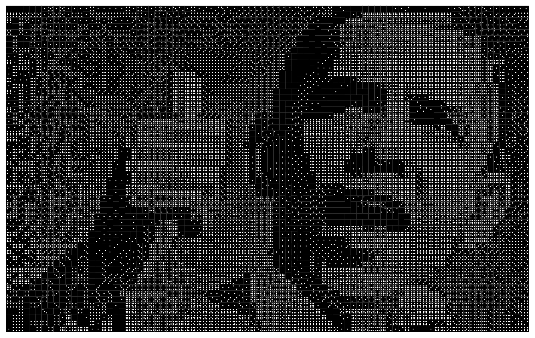 A portrait of Barack Obama using 44 sets of double-9 dominoes