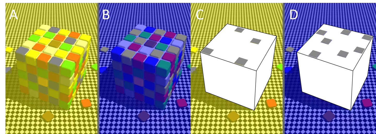 Два кубика один обычный второй. Иллюзия цвета кубик Рубика. Обман зрения кубик. Оптические иллюзии с кубиком рубиком. Оптическая иллюзия куб цвета.