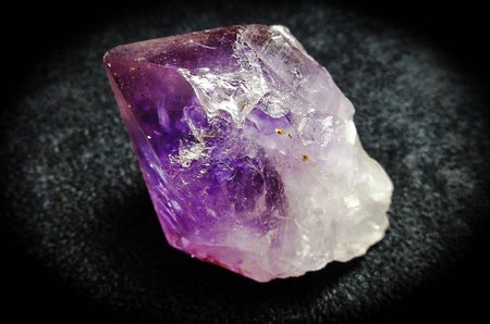 Side view of a large amethyst crystal