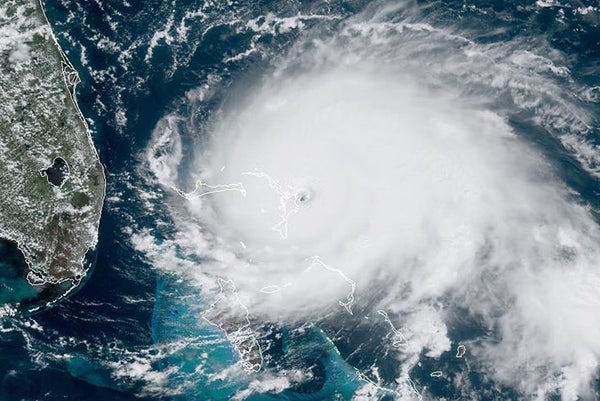 Category 5 Hurricane Dorian on September 1, 2019