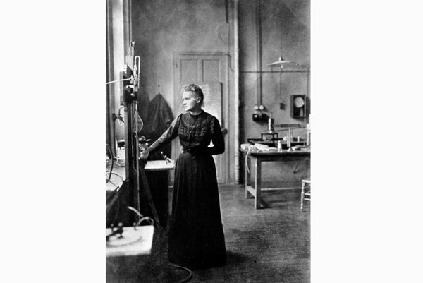 Portrait of Marie Curie in her laboratory