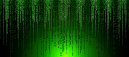 Indistinct green numbers and letters on a green and black background, reminiscent of images from the movie The Matrix
