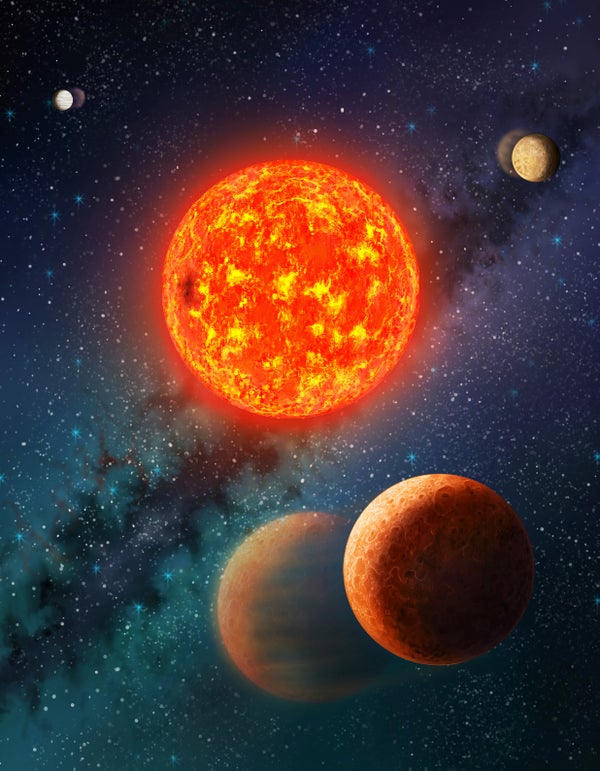 An artist's rendition of the Kepler-138 planetary system