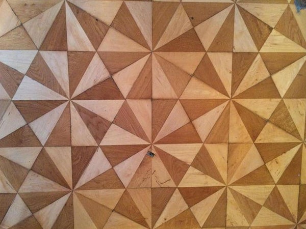 A parquet floor with a lot of right triangles. It is a 3-6-kisrhombile tiling.