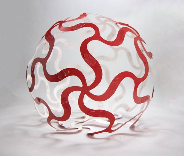 A sphere made of red curvy pieces