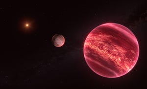 An artist’s impression of CD-35 2722, a system with a moonlike object.