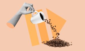 an illustration showing a hand pouring coffee out a cup