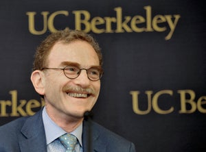 Randy Schekman speaks during a press conference at the University of California, Berkeley.
