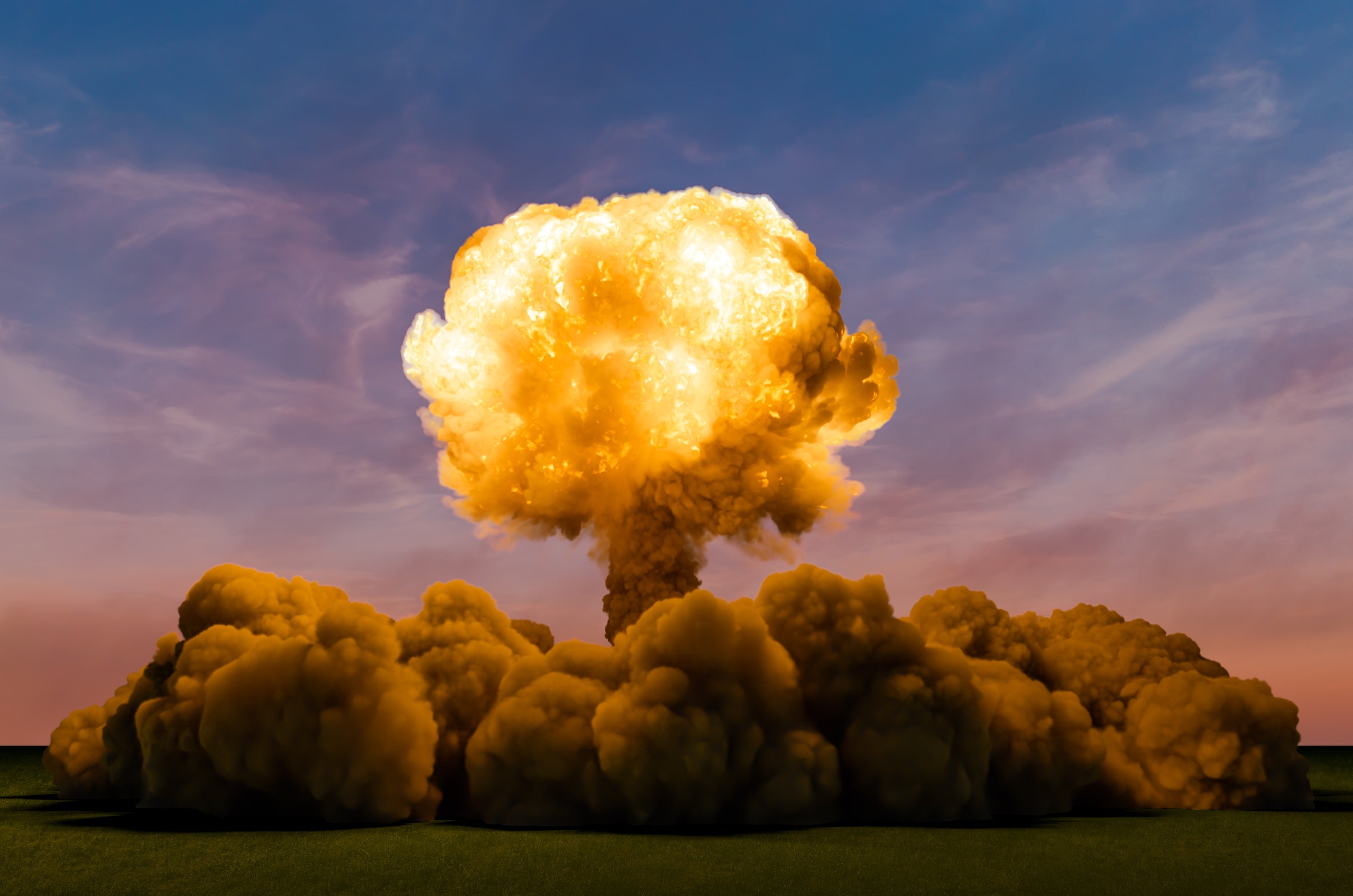 Atom Bomb Explosion, 3D rendering.