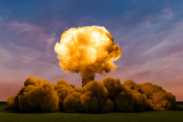 Atom Bomb Explosion, 3D rendering.