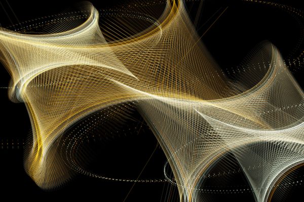quadratic forms illustrated as glowing curved lines and spaces