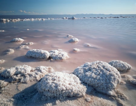mounds of salt on beach