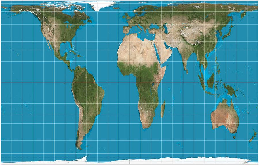 A world map where all the countries look stretched upward
