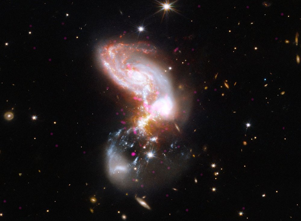 An irregular, colliding galaxy.