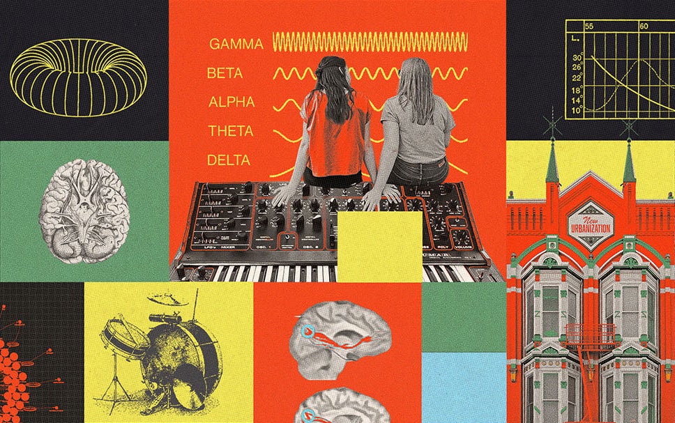 Collage style illustration by Max-o-matic showing different areas of science.
