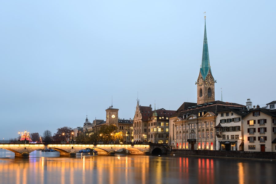Zurich Switzerland in evening