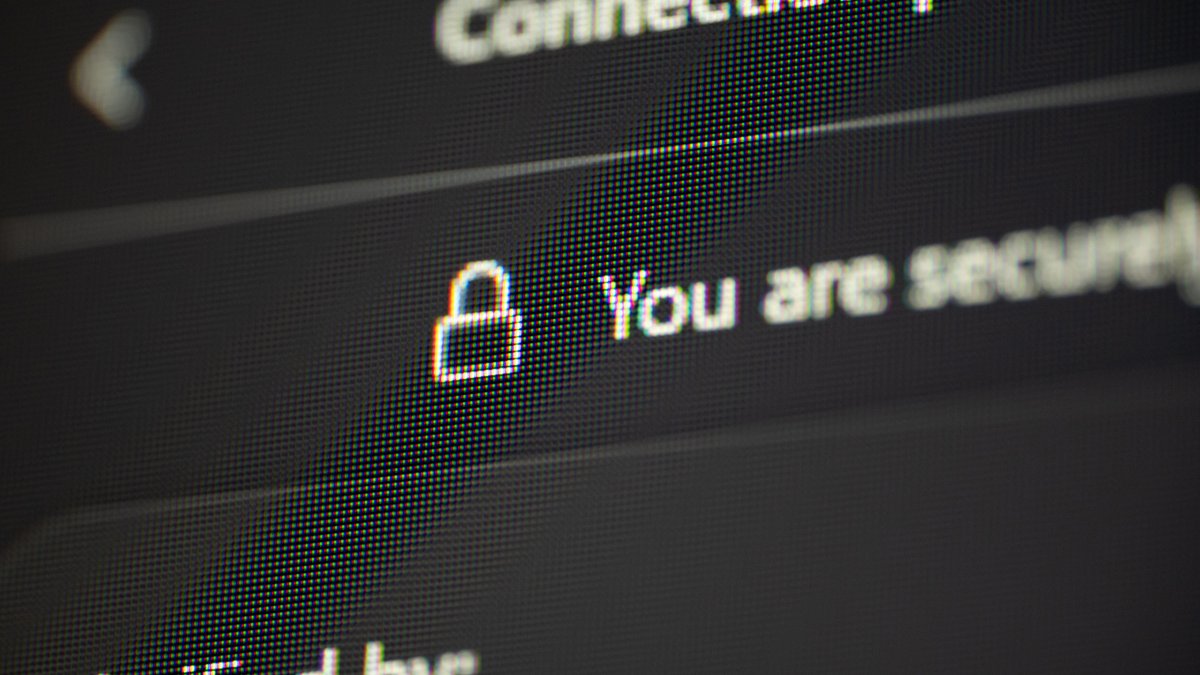 A padlock icon beside the words You are secure on a dark, pixelated computer screen.