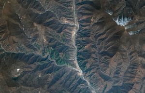 A satellite image showing the Punggye-ri, the North Korea nuclear test site