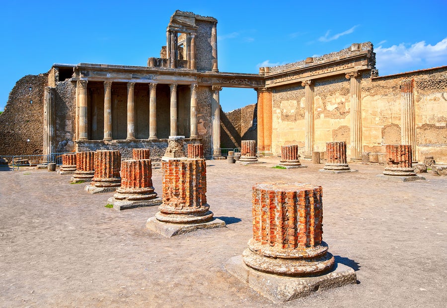 Ruins of an ancient Roman temple in Pompeii, Italy