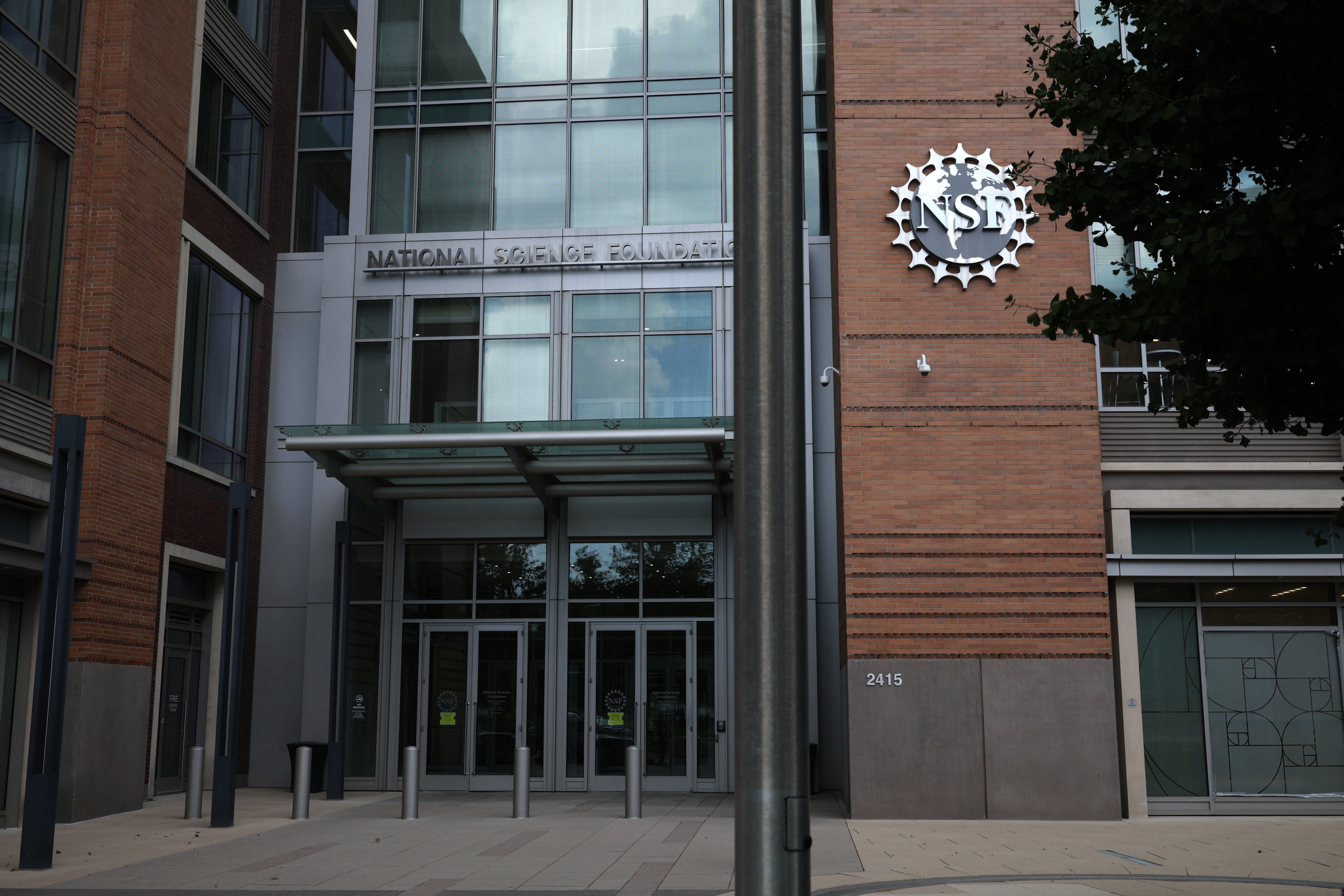 The entrance of 2514 Eisenhower Avenue, where the National Science Foundation is also located, is seen on July 8, 2025, in Alexandria, Va.