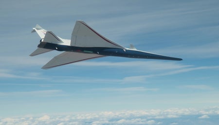 NASA’s X-59 in the air.