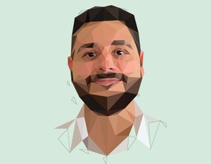 Stylized illustration portrait of Kauê M. Costa by Jessine Hein.