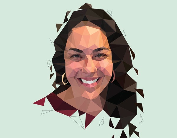 Stylized illustration portrait of Armita Manafzadeh by Jessine Hein.