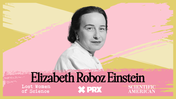 An illustration of a woman scientist on a pastel background