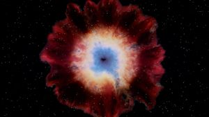 An animation showing star fragments turning into gas for the first time