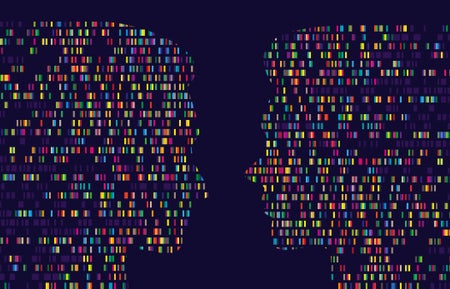 DNA test sequence barcoding in two human silhouettes