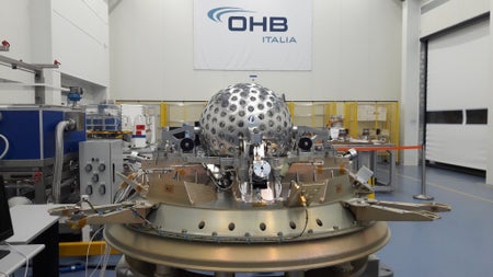 A pre-launch image of the Italian space agency’s mirror-studded LARES-2