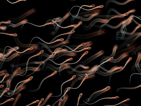 Illustration of human sperm on a black background
