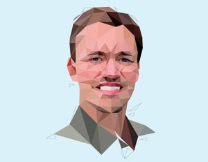 Stylized illustration portrait of Mikhail Kolmogorov by Jessine Hein.
