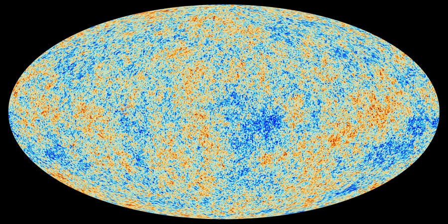Red and blue splotches across an oval shape correspond to a heat map.