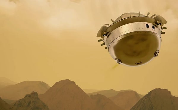A circular metal object falling through Venus's atmosphere