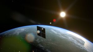 A concept of a data center in space.