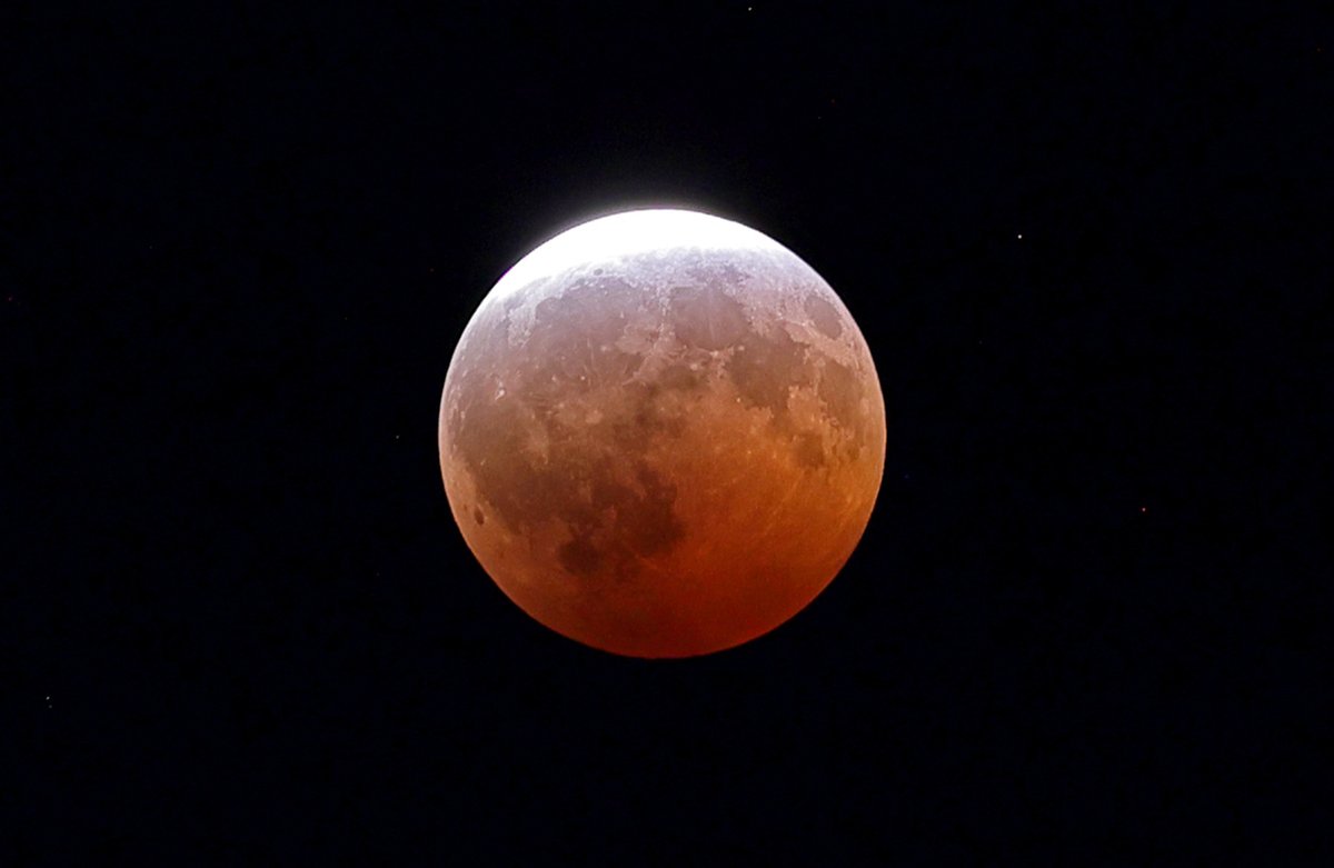 A mostly red moon.