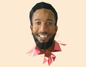 Stylized illustration portrait of Trevor GrandPre by Jessine Hein.