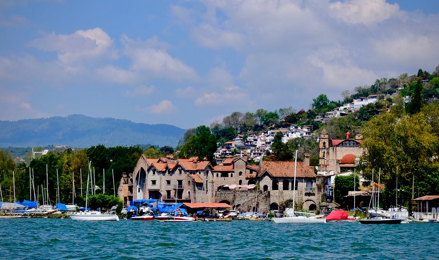 Boats on Lake Avandaro in Valle de Bravo, Mexico