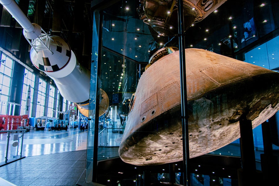 Apollo spacecraft in Saturn V hall
