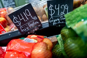 Apples on sale for a high price at a supermarket