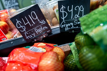 Apples on sale for a high price at a supermarket