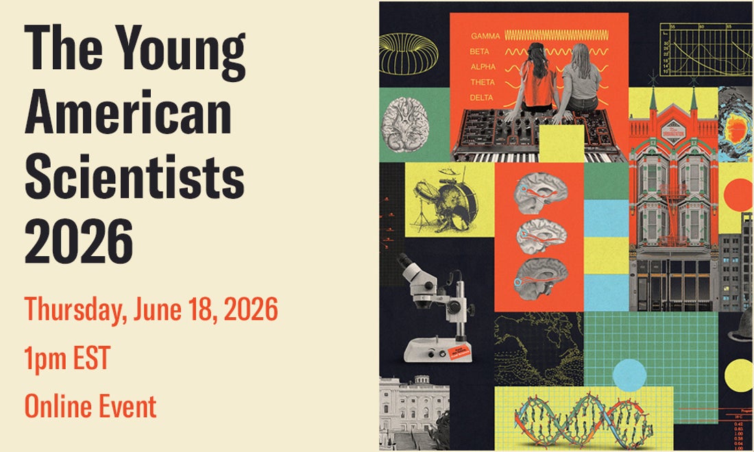 The Young American Scientists 2026 online event ad.