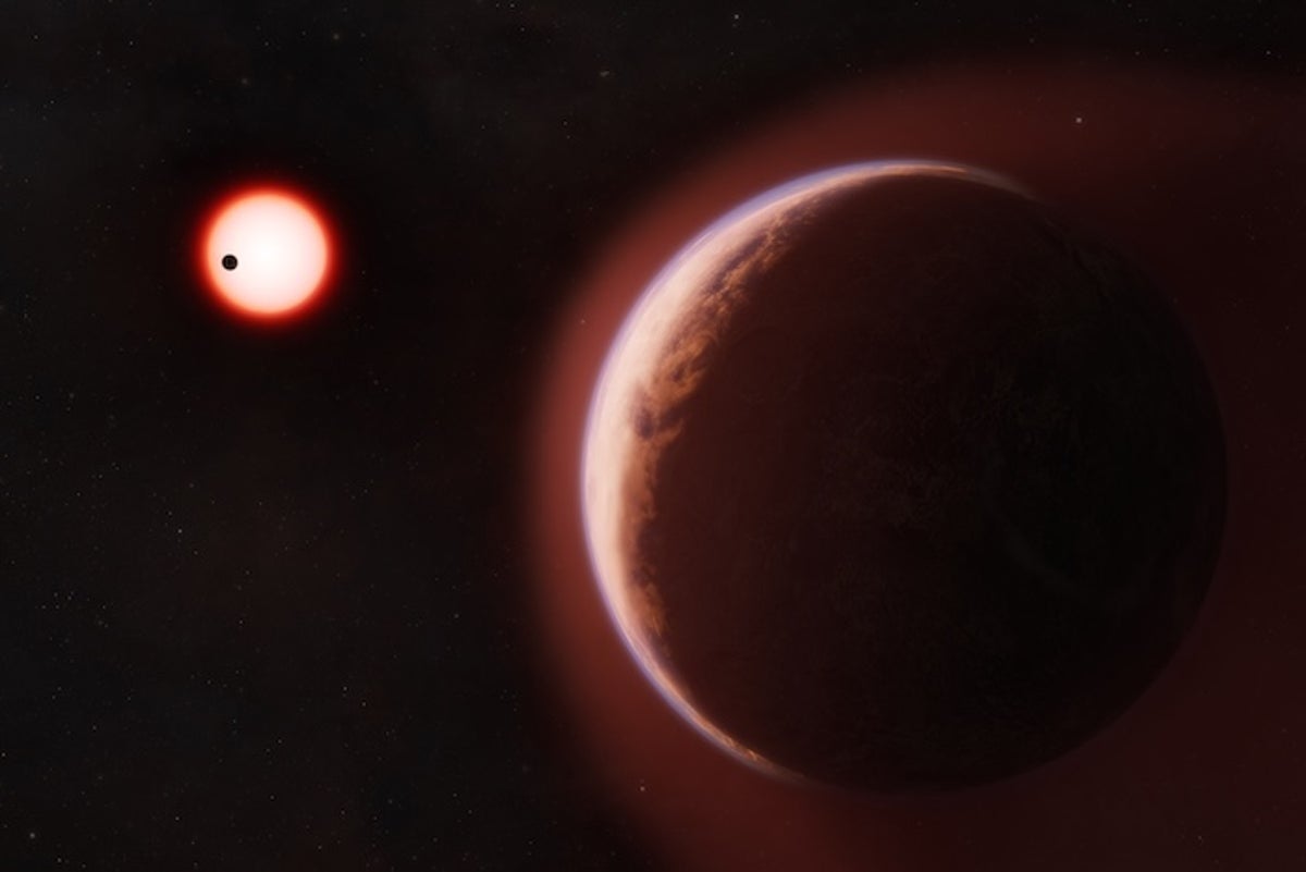 A super-Earth exoplanet’s leaking helium could be evidence of a complex atmosphere