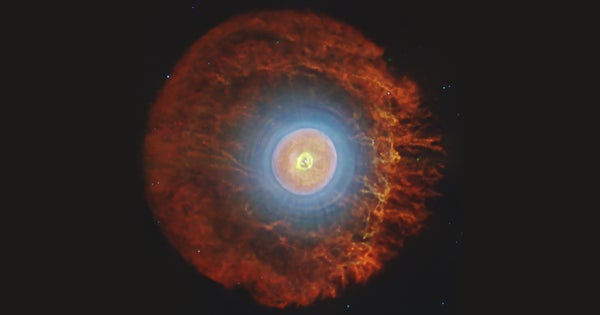 Image of a planetary nebula taken by the James Webb Space Telescope.