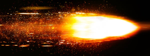 3D rendered flaming rocket missile