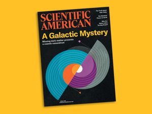 Cover of the April 2026 issue of Scientific American against a yellow background.